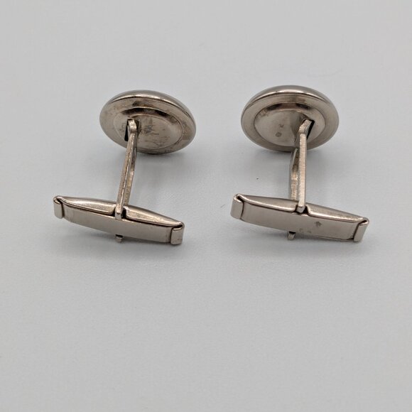 Black and Silver Tone Cufflinks 0.5" Diameter - Picture 4 of 7